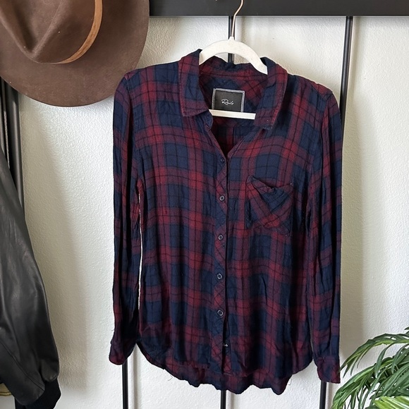 Rails red blue flannel classic button down shirt blouse top western - Picture 1 of 4
